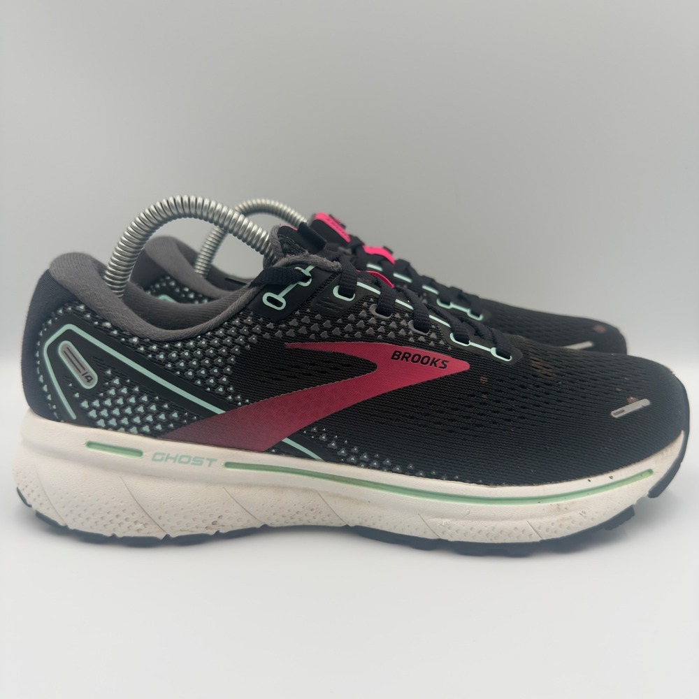 Brooks Ghost 14 Women Size 9 Running Shoes Road Trainers Black Pink 1203561B072